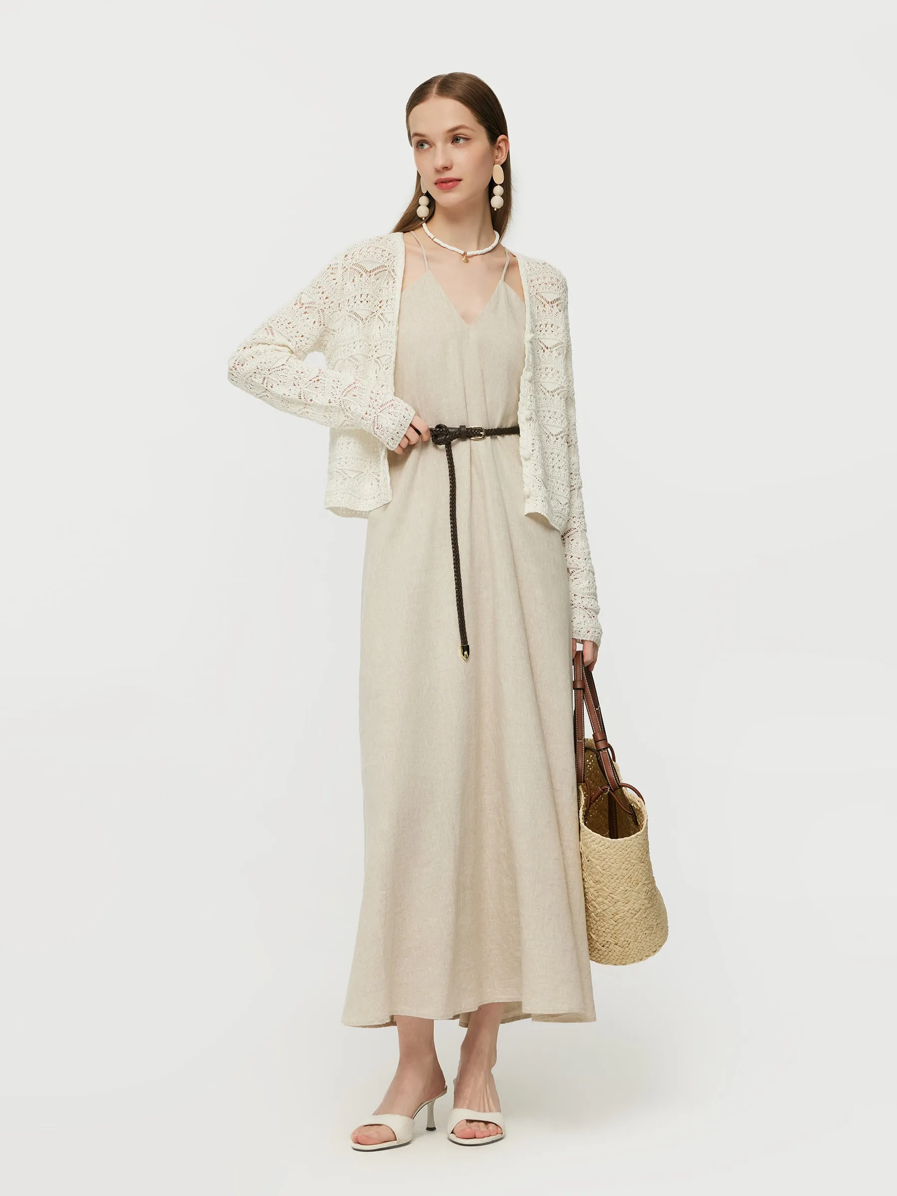 Linen Cotton Blend Women Openwork Cardigan sold by Goelia product image thumbnail 2