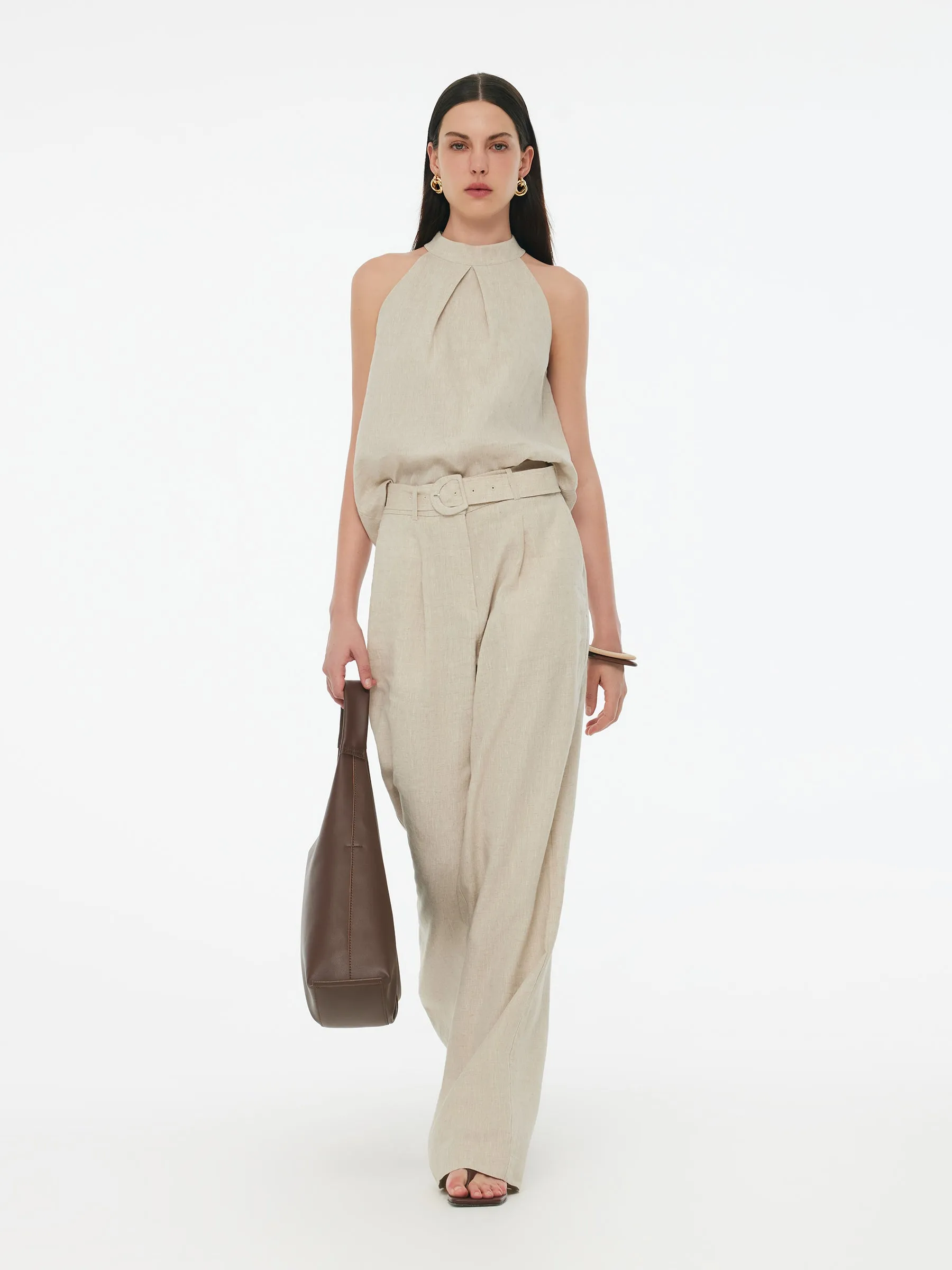 100% Linen Women Halter Tank Top sold by Goelia product image thumbnail 2