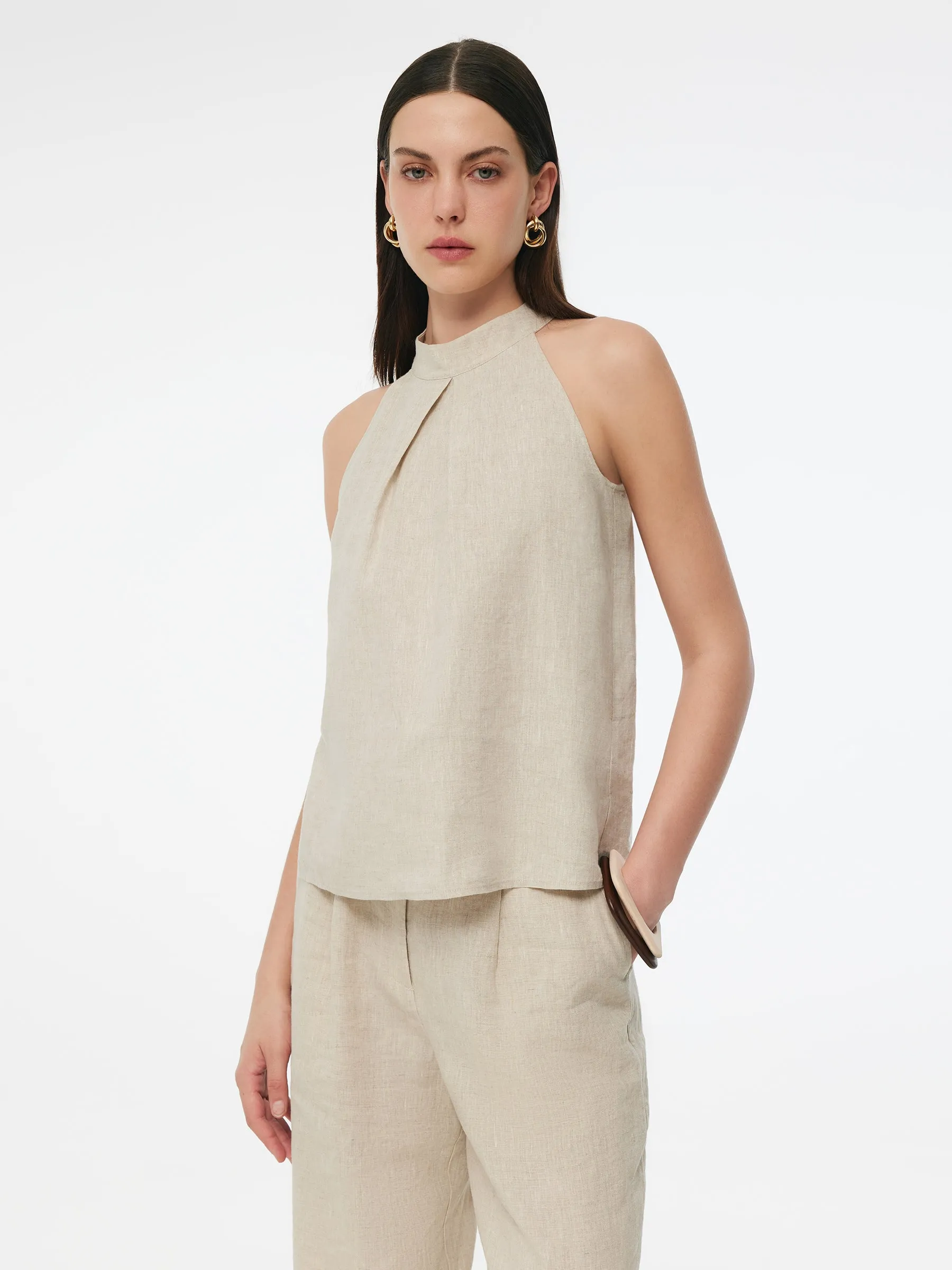 100% Linen Women Halter Tank Top sold by Goelia product image thumbnail 3