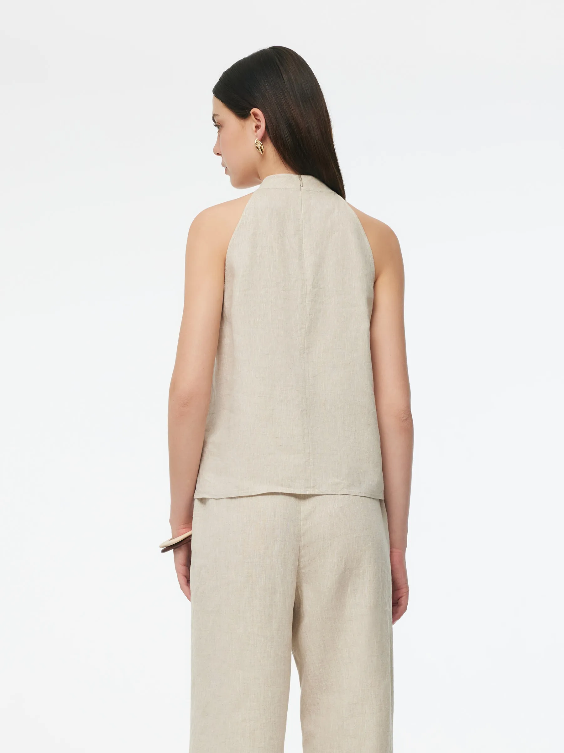 100% Linen Women Halter Tank Top sold by Goelia product image thumbnail 4