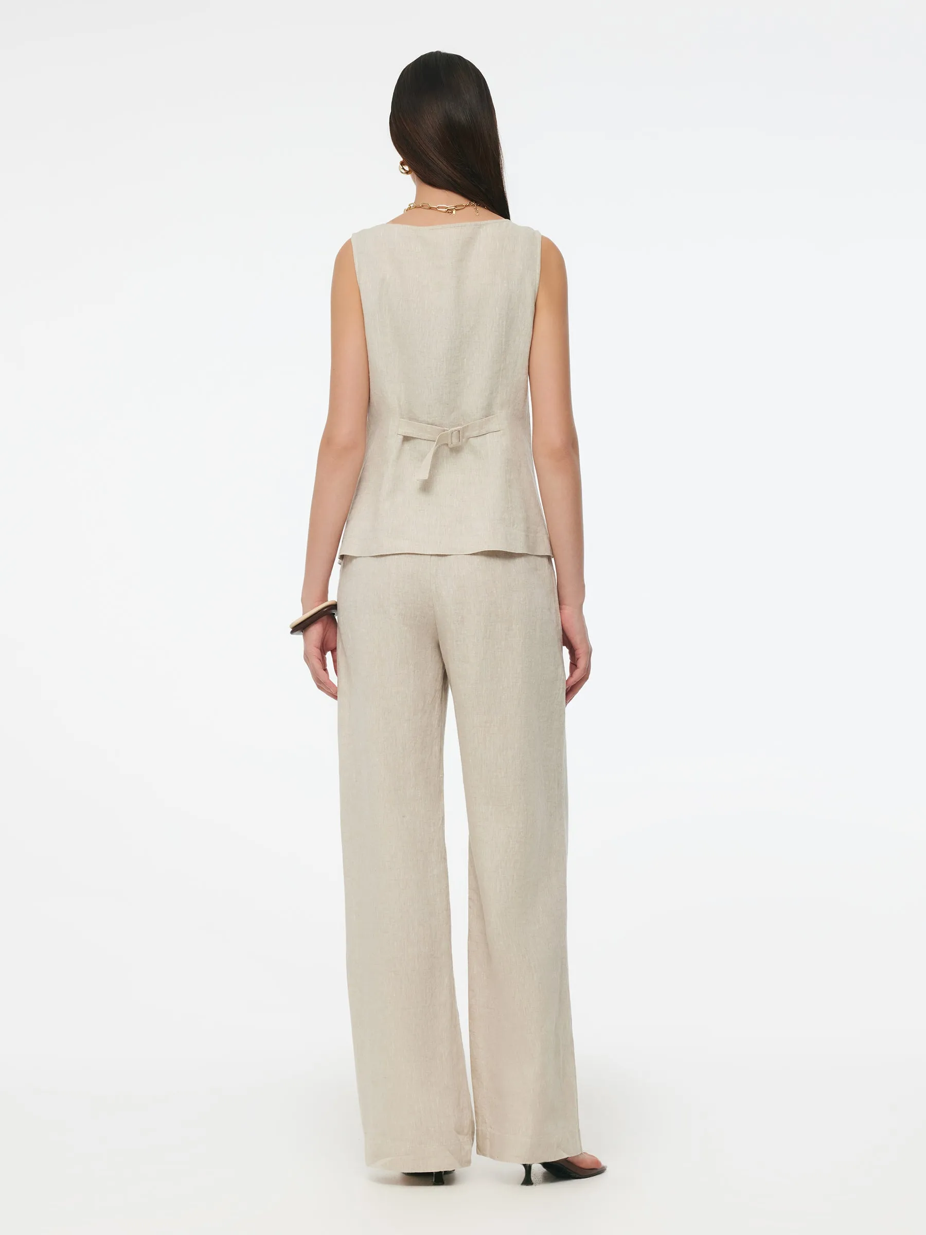 100% Linen Vest And Pants Two-Piece Set sold by Goelia product image thumbnail 3