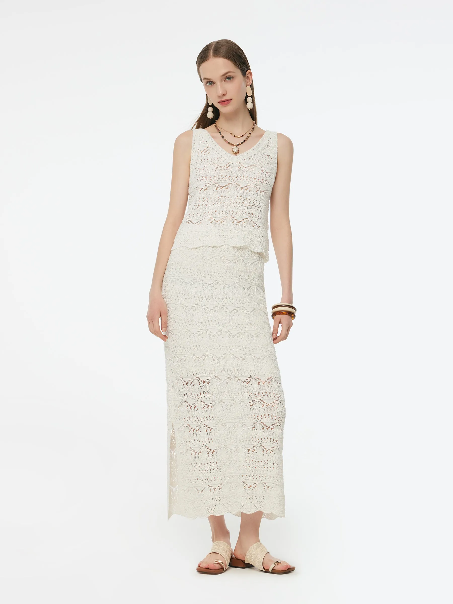 Linen Cotton Blend Women Openwork Tank Top sold by Goelia product image thumbnail 2