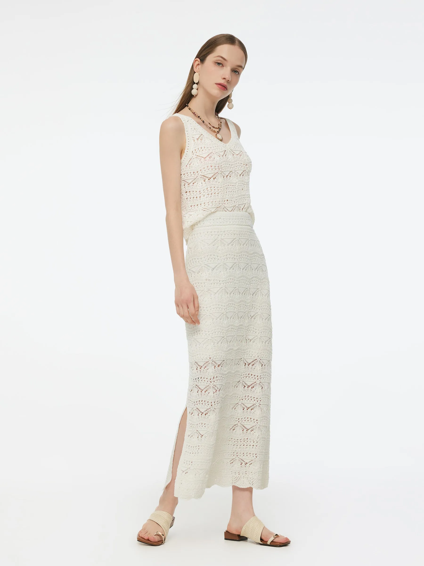 Linen Cotton Blend Women Openwork Tank Top sold by Goelia product image thumbnail 4