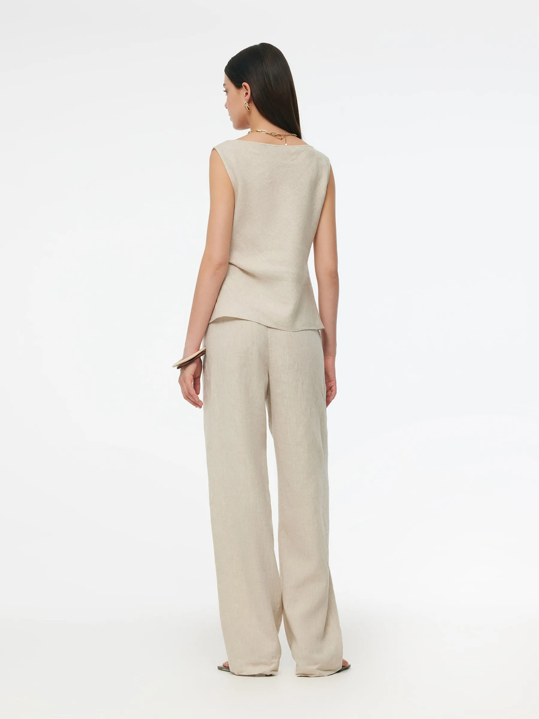 100% Linen Cowl Neck Women Tank Top sold by Goelia product image thumbnail 4