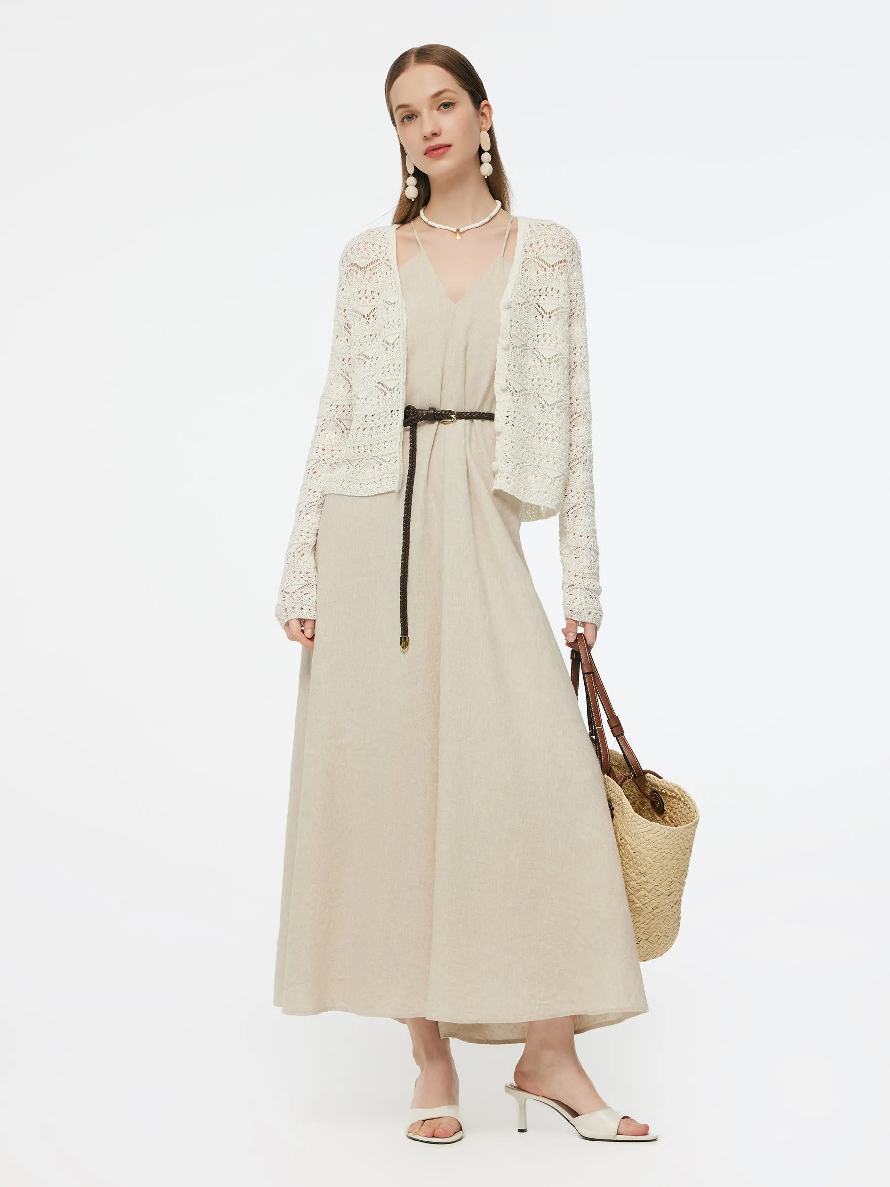 100% Linen Women Backless Strap Maxi Dress sold by Goelia product image thumbnail 4