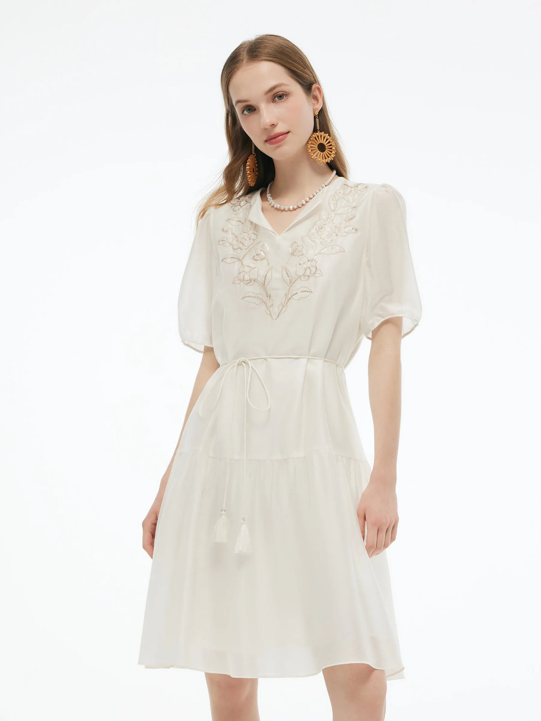 Tencel Blended Embroidered Dress Delivery Belt sold by Goelia