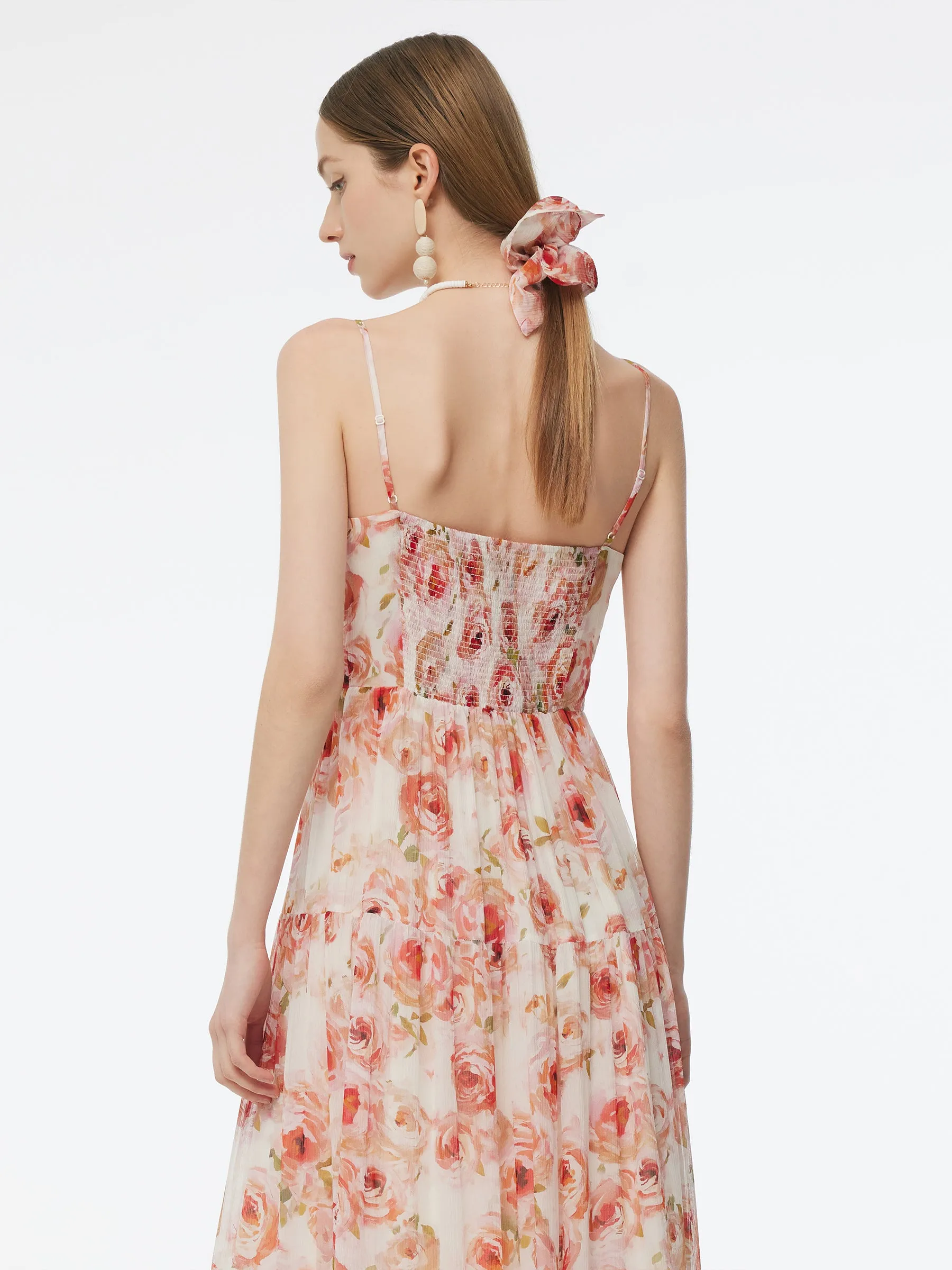 10MM Mulberry Silk Rose Print Strap Maxi Dress And Cardigan Two-Piece Set sold by Goelia product image thumbnail 2