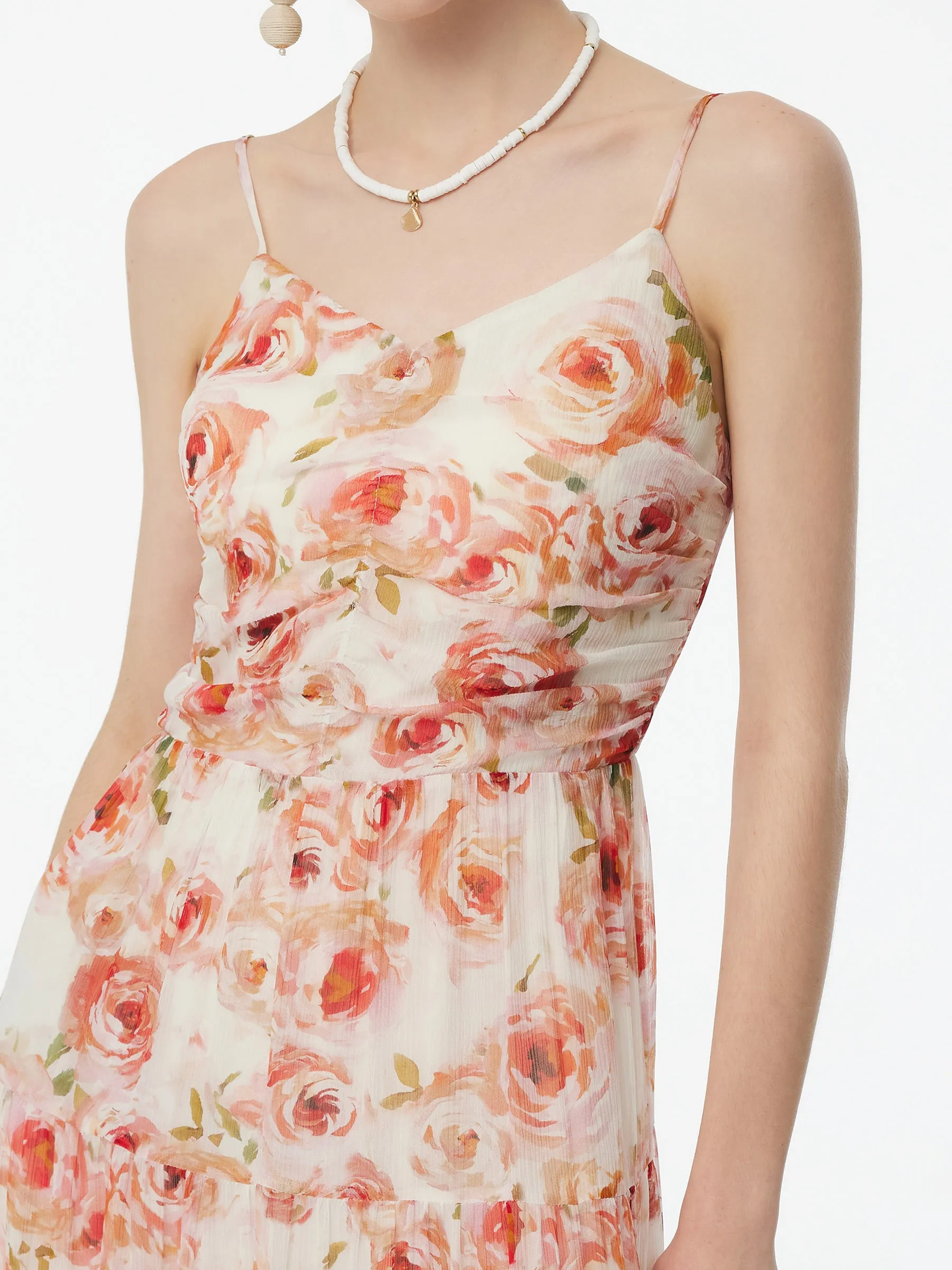 10MM Mulberry Silk Rose Print Strap Maxi Dress And Cardigan Two-Piece Set sold by Goelia product image thumbnail 5