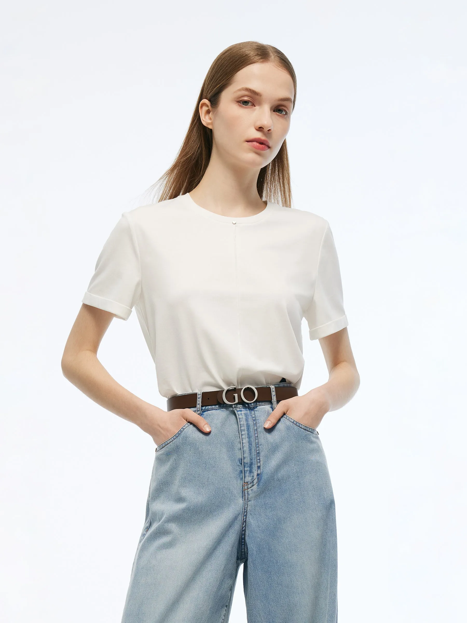 Crew Neck Heart Decorated Convertible Women T-Shirt sold by Goelia product image thumbnail 2