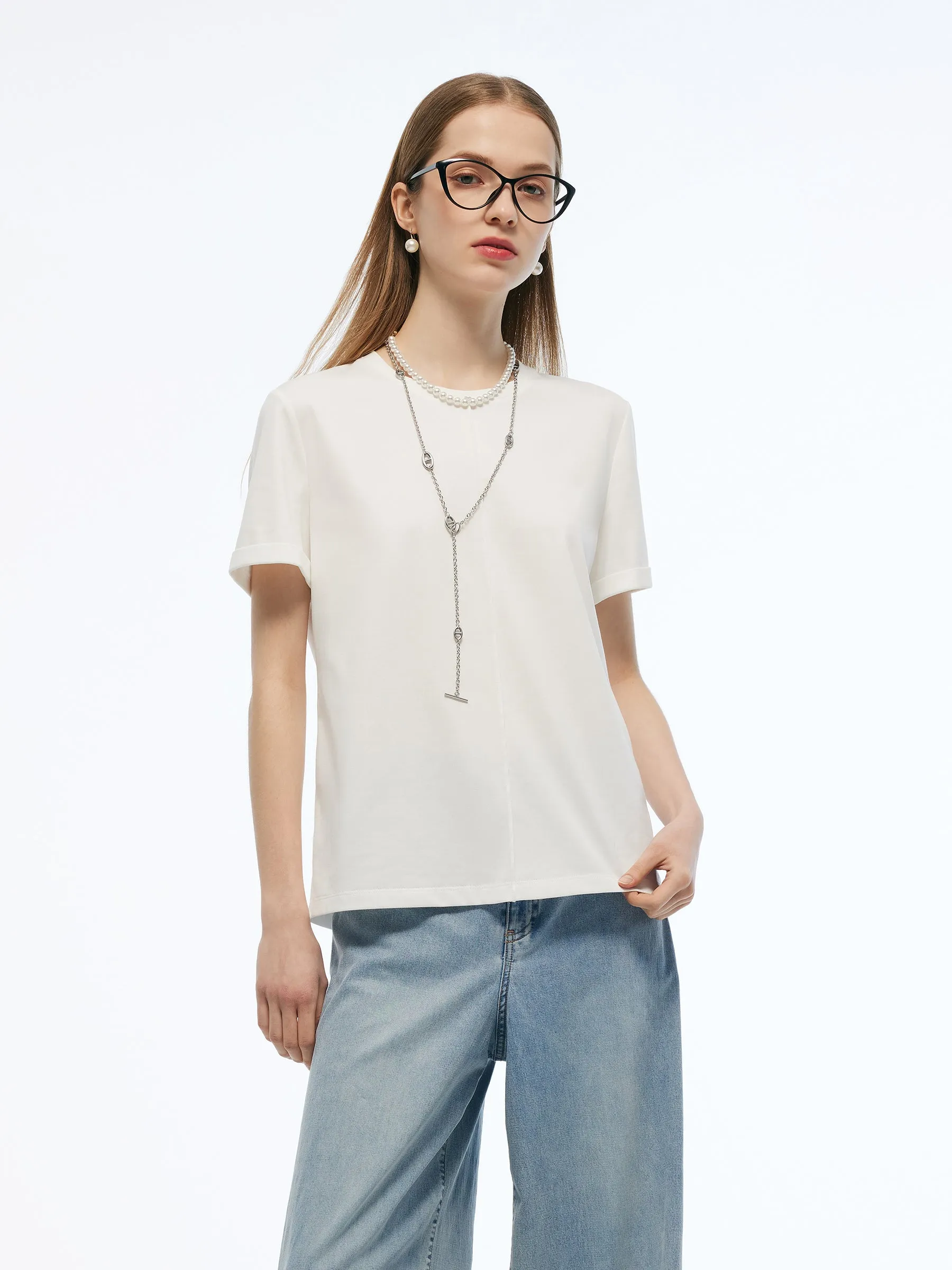 Crew Neck Heart Decorated Convertible Women T-Shirt sold by Goelia product image thumbnail 3