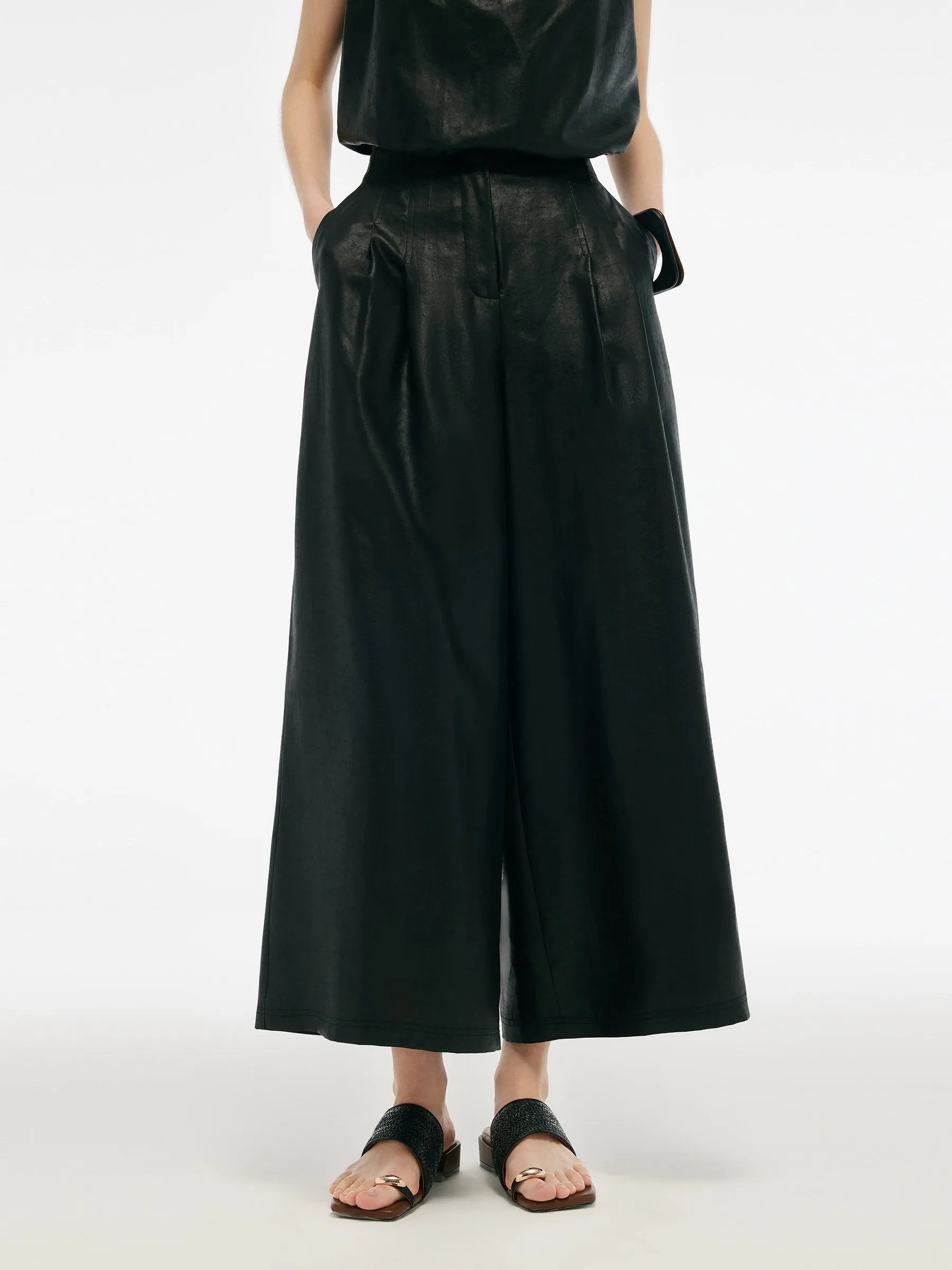 16MM Xiang Yun Silk Women Wide Leg Ankle Length Pants sold by Goelia