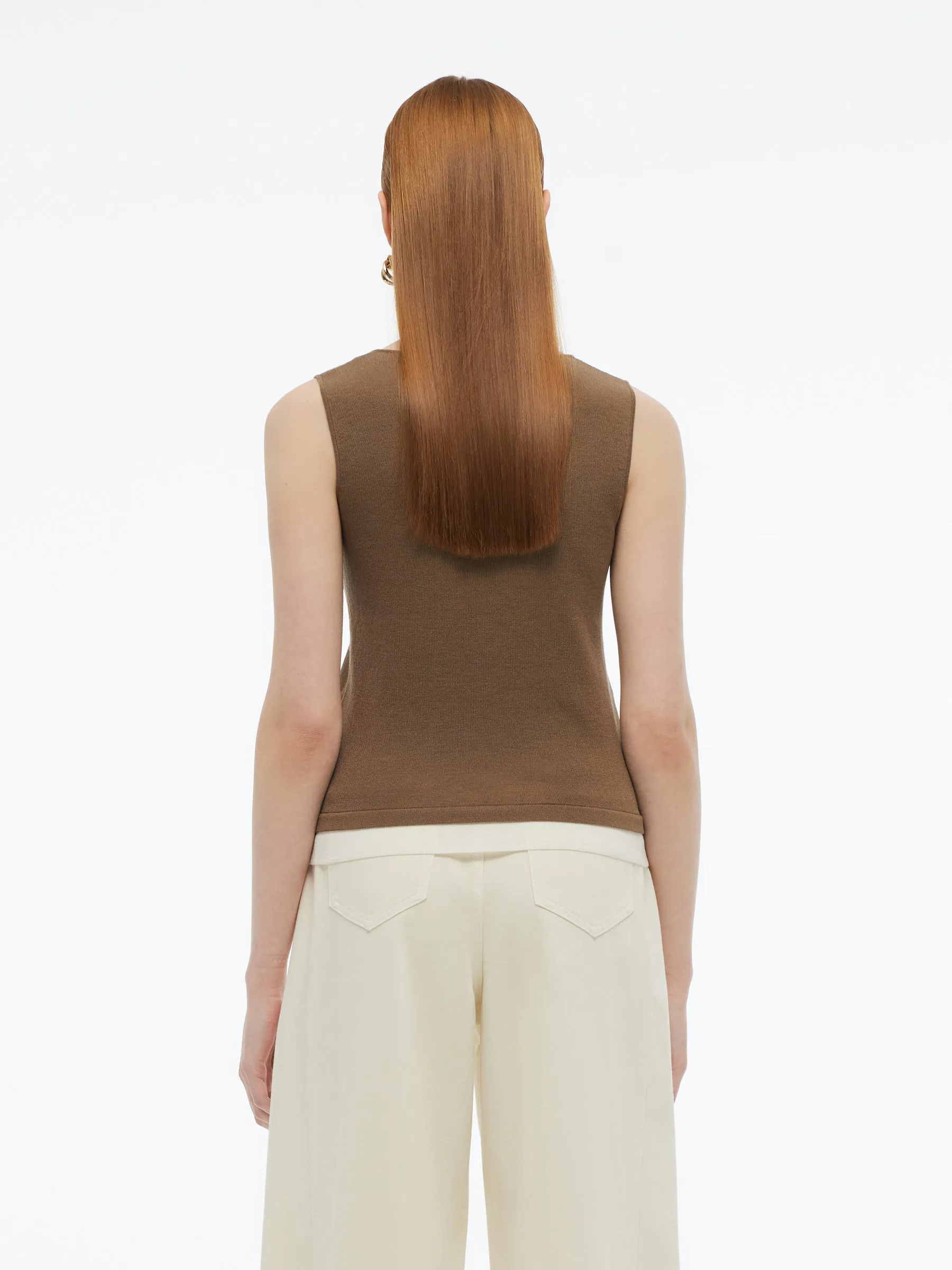 Lyocell Blend Faux-Layered Women Knit Tank Top sold by Goelia product image thumbnail 4