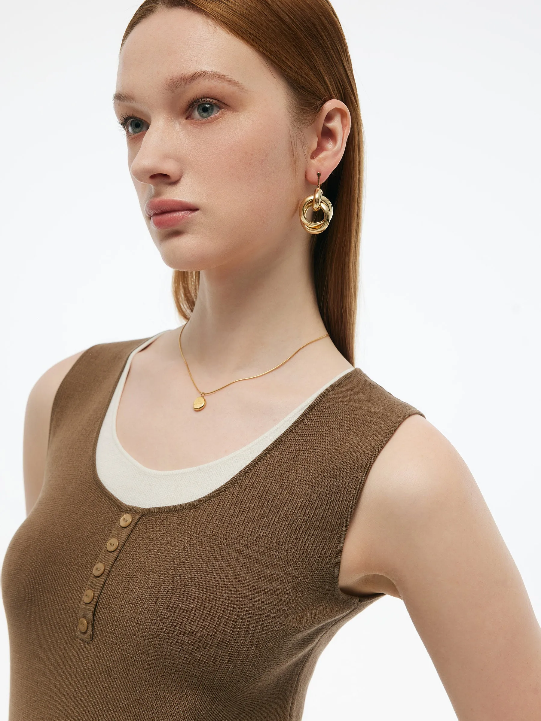 Lyocell Blend Faux-Layered Women Knit Tank Top sold by Goelia product image thumbnail 5