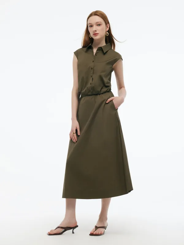 Cap Sleeve Elastic Hem Top And A-Line Skirt Two-Piece Set sold by Goelia