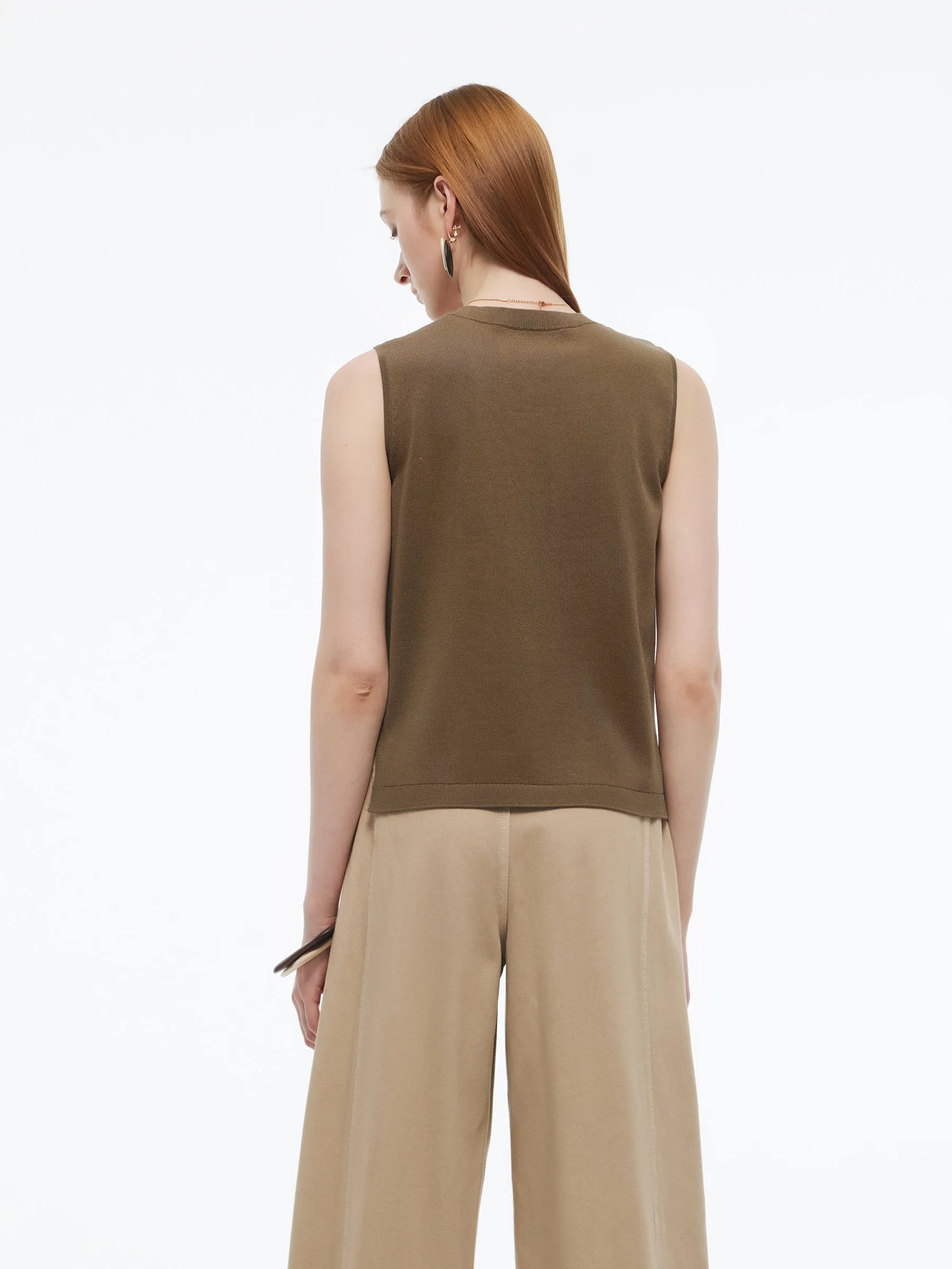 Tencel Blend Tie Front Women Knit Tank Top sold by Goelia product image thumbnail 5