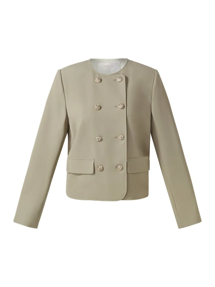 Double-Breasted Jacket And Adjustable Waist Pants Two-Piece Set sold by Goelia product image thumbnail 4