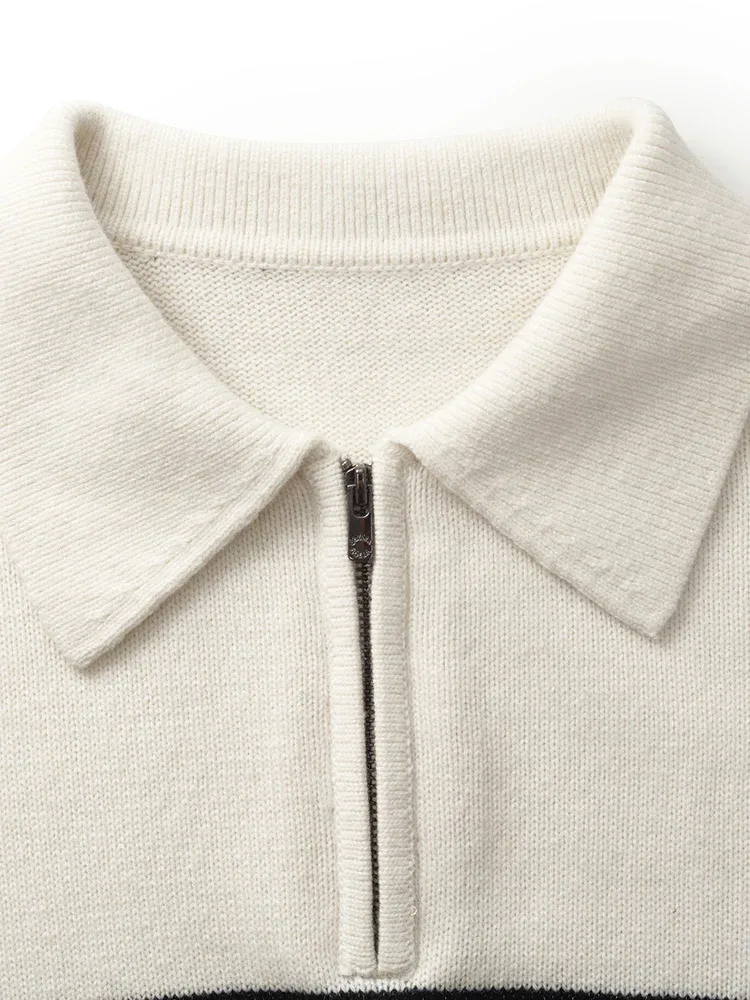 Wool Striped Sweater and PU Leather Pants Two-Piece Set sold by Goelia product image thumbnail 4