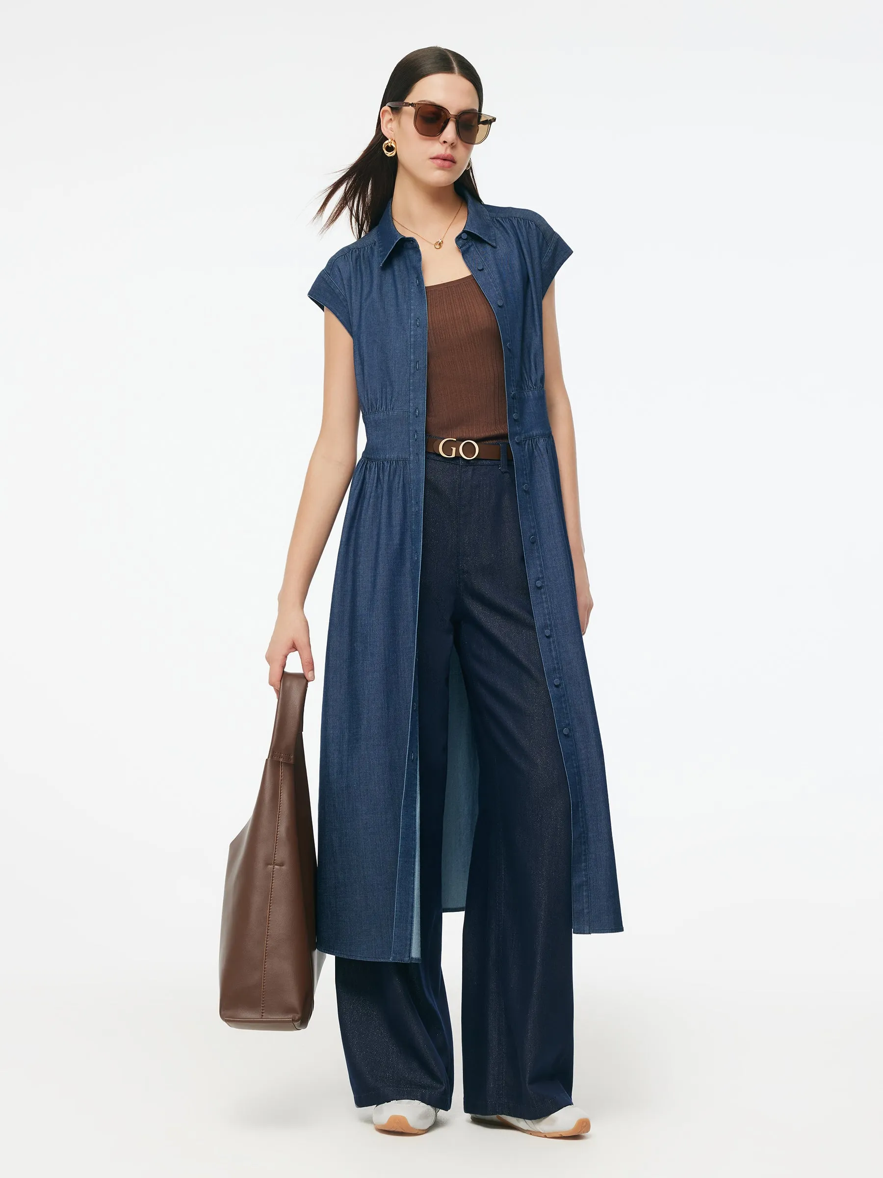 Denim Stretch Women Maxi Shirt Dress sold by Goelia product image thumbnail 5