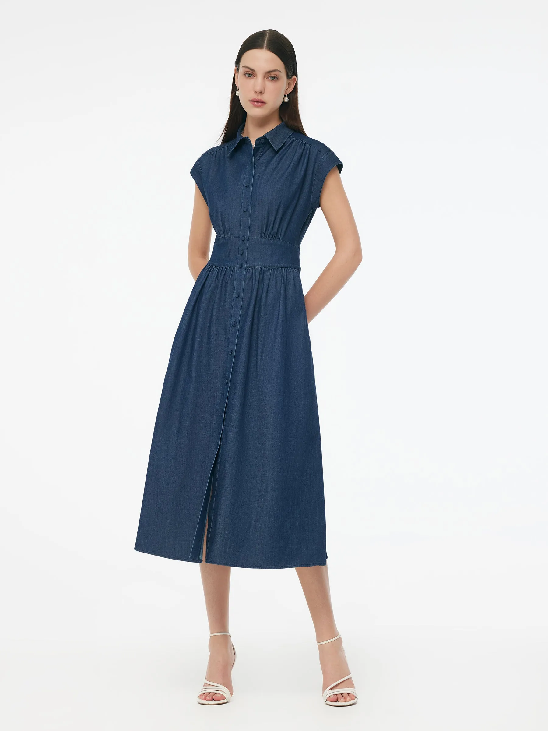 Denim Stretch Women Maxi Shirt Dress sold by Goelia product image thumbnail 2