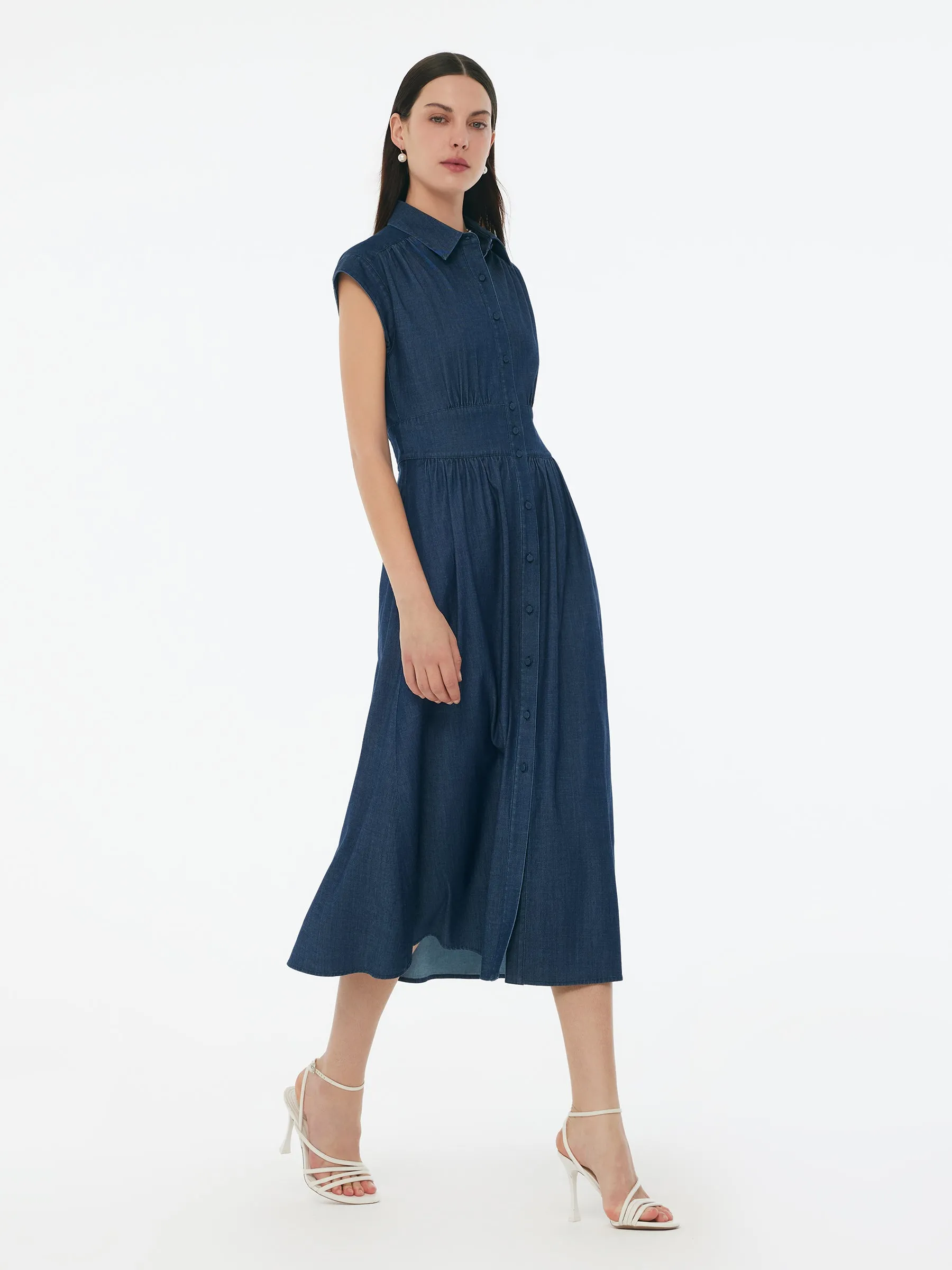 Denim Stretch Women Maxi Shirt Dress sold by Goelia product image thumbnail 4