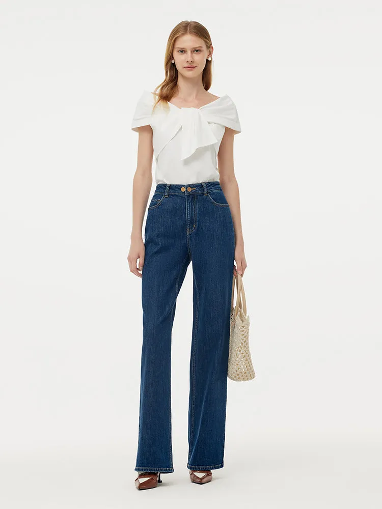 100% Cotton Bow Top And Adjustable Waist Denim Jeans Two-Piece Set sold by Goelia product image thumbnail 2
