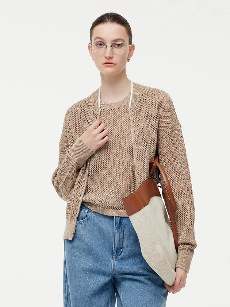 Linen Jacket And Tank Top And adjustable Waist Denim Jeans Two-Piece Set sold by Goelia product image thumbnail 2