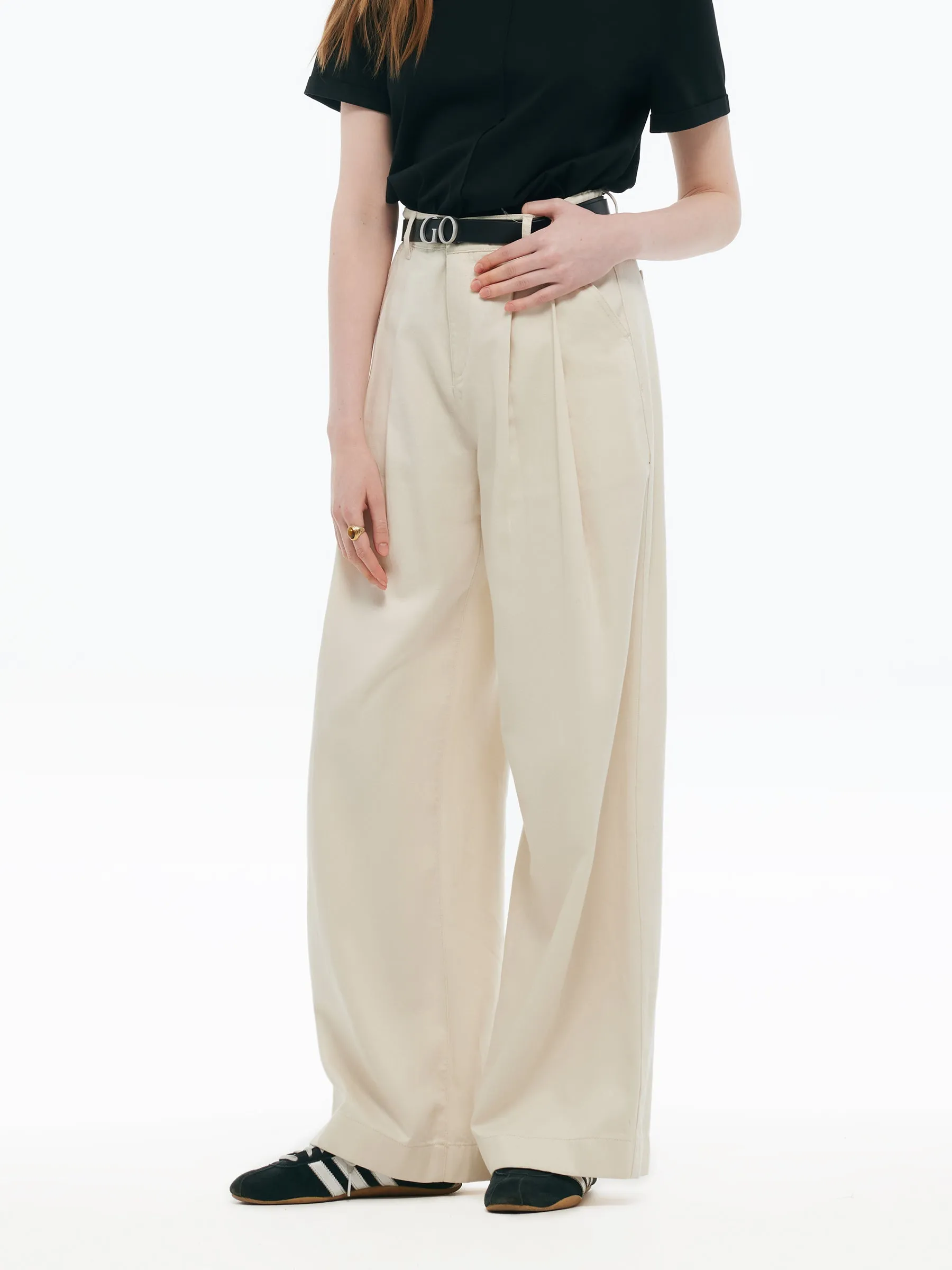Tencel Blend Adjustable Waist Women Wide Leg Jeans sold by Goelia product image thumbnail 5
