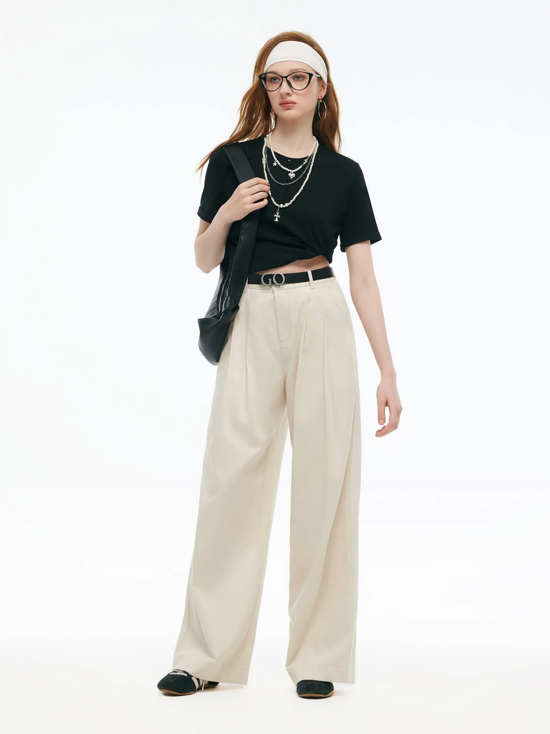 Tencel Blend Adjustable Waist Women Wide Leg Jeans sold by Goelia product image thumbnail 2