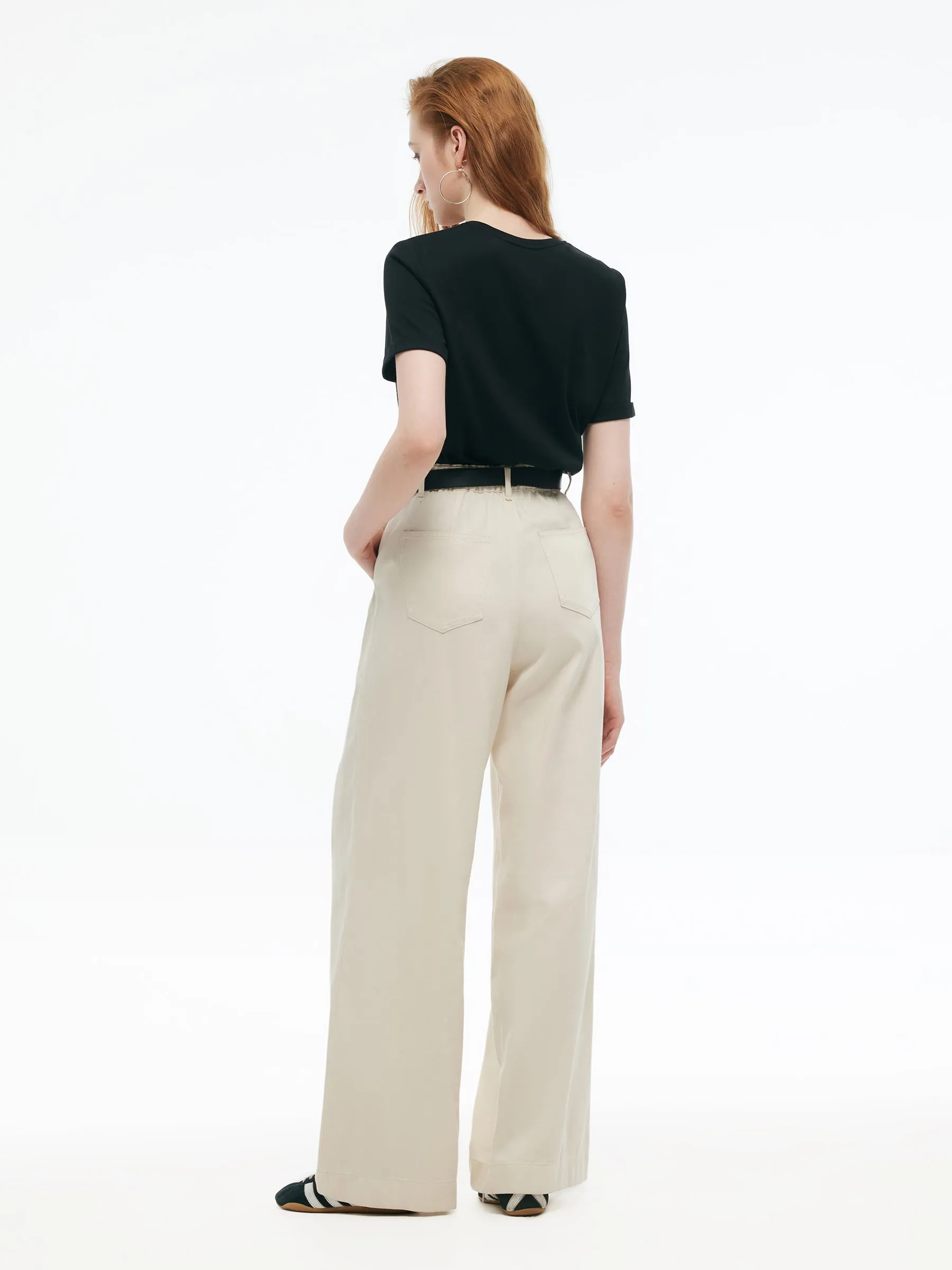 Tencel Blend Adjustable Waist Women Wide Leg Jeans sold by Goelia product image thumbnail 3