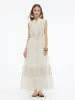 Tencel Blend Embroidered Women Maxi Vest Dress With Tie String Belt sold by Goelia