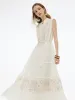 Tencel Blend Embroidered Women Maxi Vest Dress With Tie String Belt sold by Goelia
