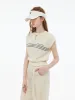 Tencel Blend Stripe Letter Print Women Cap Sleeve Knit Top sold by Goelia