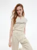 Tencel Blend Stripe Letter Print Women Cap Sleeve Knit Top sold by Goelia