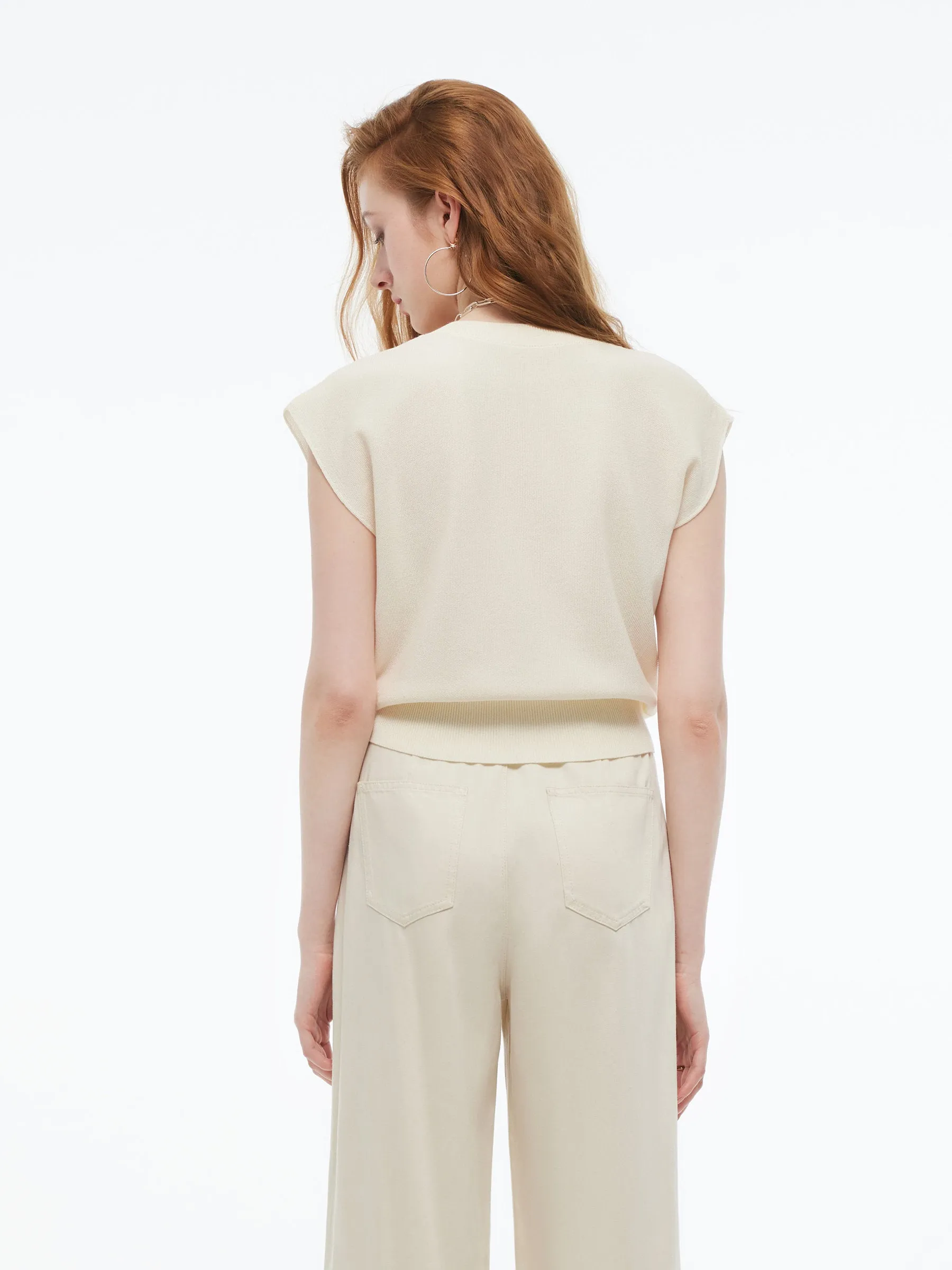 Tencel Blend Stripe Letter Print Women Cap Sleeve Knit Top sold by Goelia product image thumbnail 5