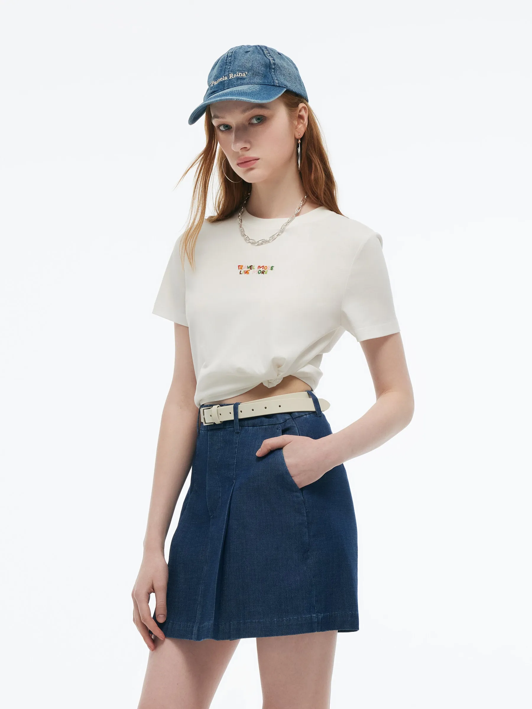 Colorful Bead Letter Women Round Neck Knit T-Shirt sold by Goelia product image thumbnail 5