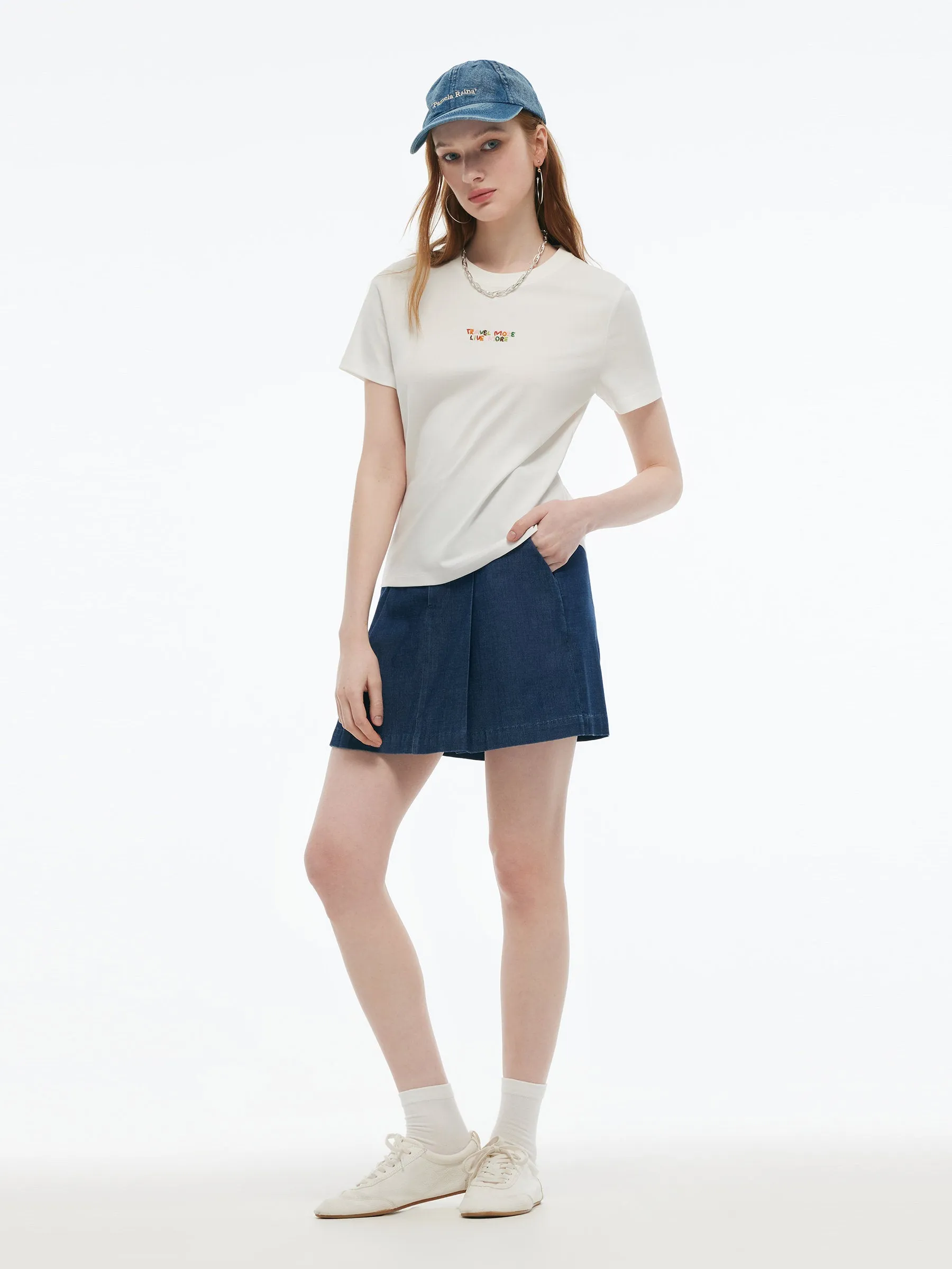 Colorful Bead Letter Women Round Neck Knit T-Shirt sold by Goelia product image thumbnail 3