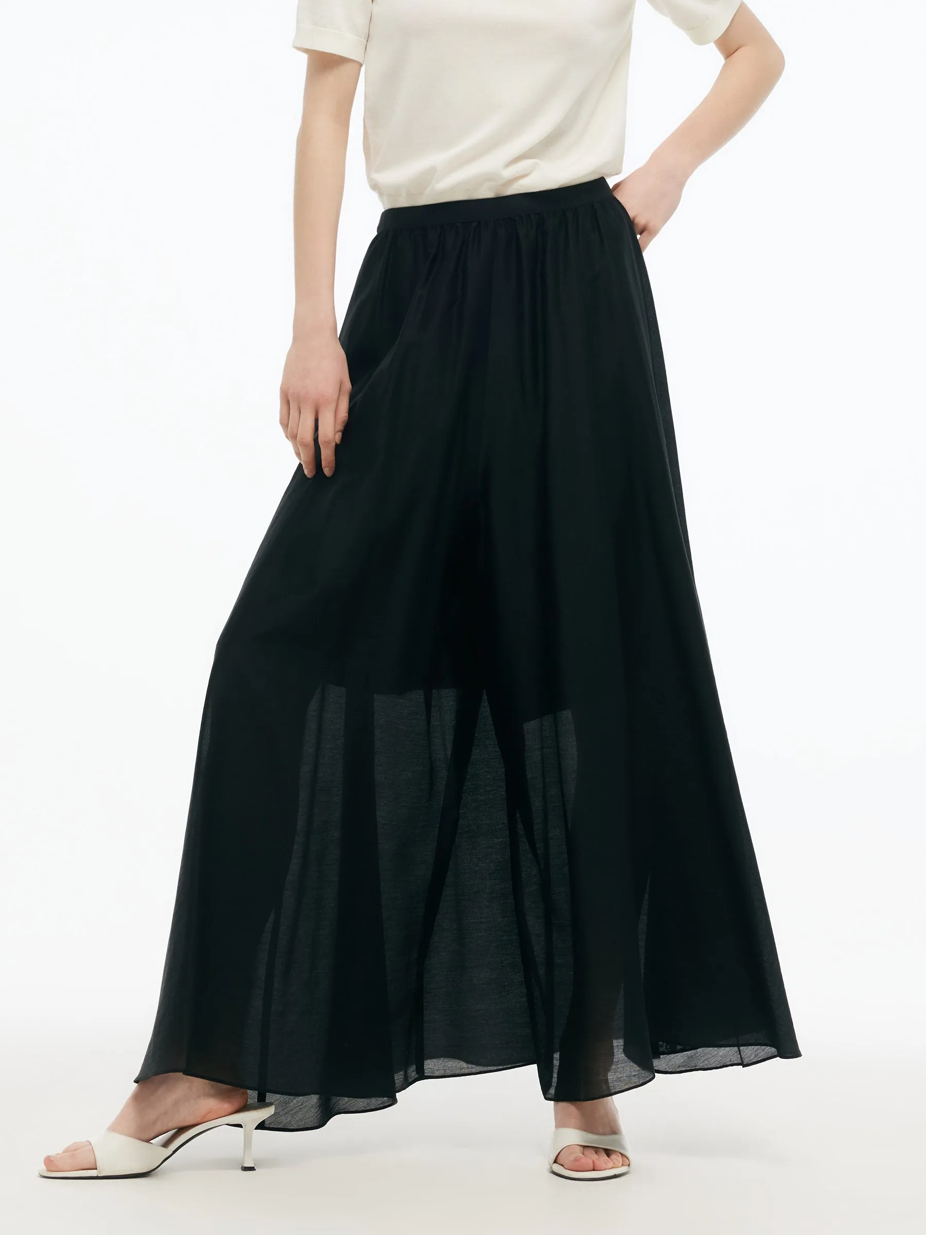 Tencel Blend Elastic Waist Women Culottes sold by Goelia