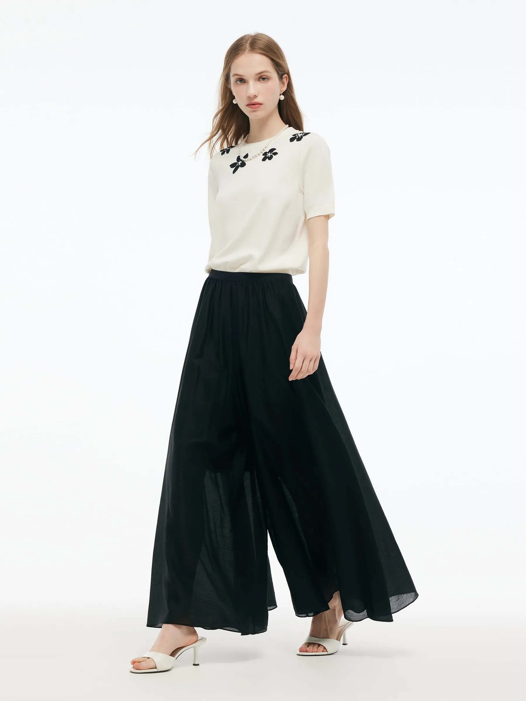 Tencel Blend Elastic Waist Women Culottes sold by Goelia product image thumbnail 2