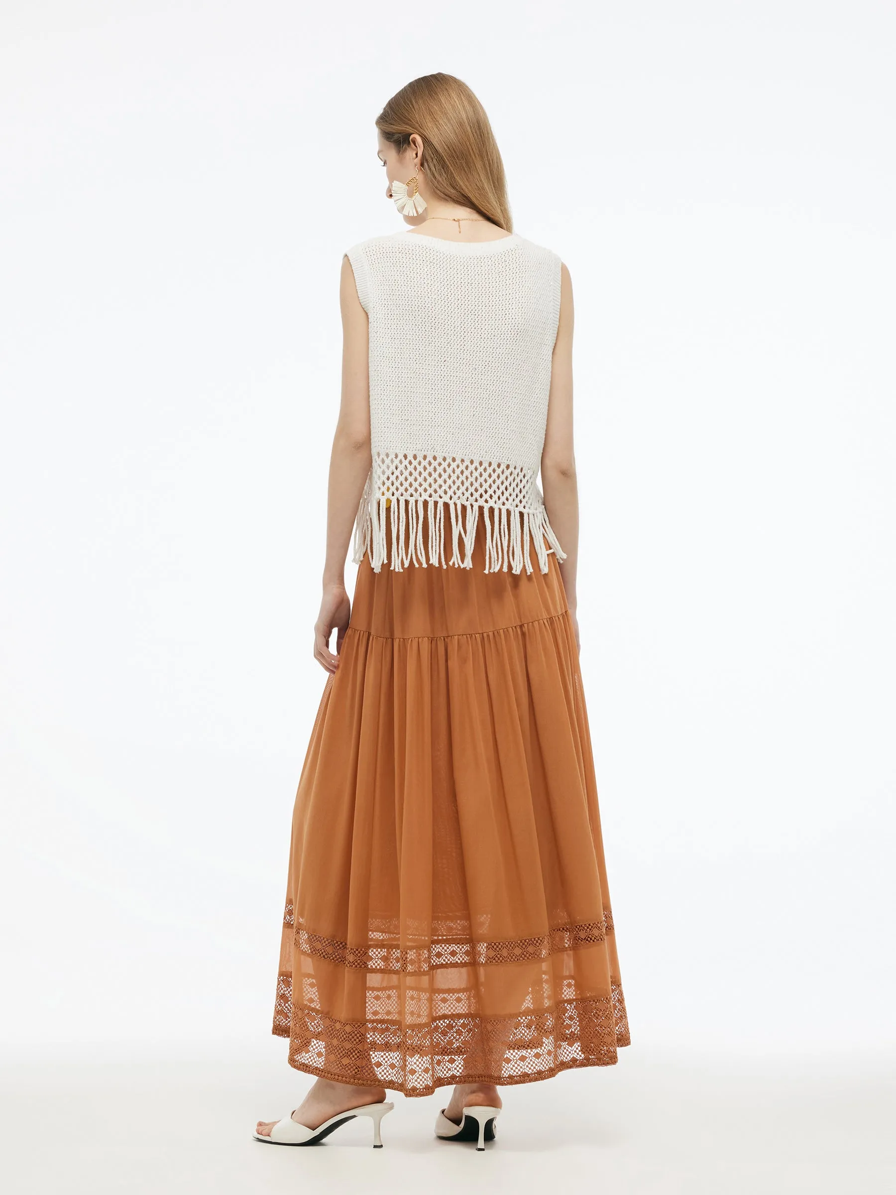 100% Cotton Patchwork Lace Embroidered Women Skirt sold by Goelia product image thumbnail 3