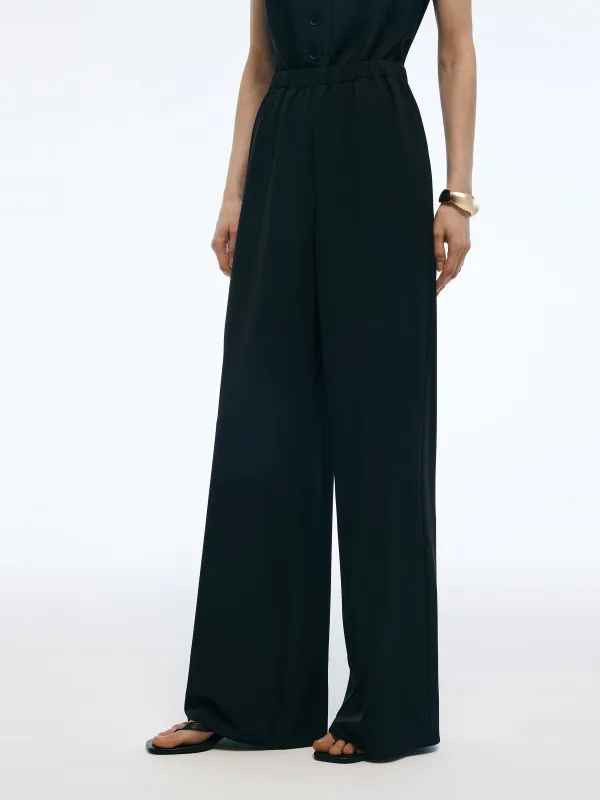 Elastic Waist Stretch Women Loose Straight Leg Pants sold by Goelia