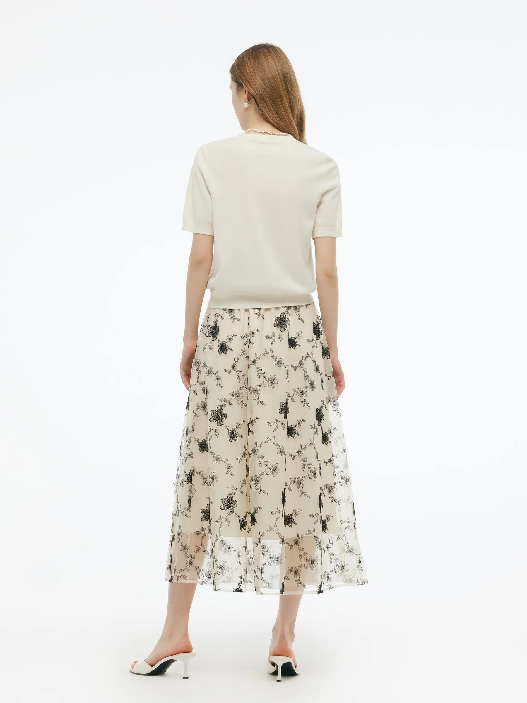 Tencel Blend Floral Jacquard Women Knit Top sold by Goelia product image thumbnail 3