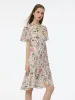 19MM Mulberry Silk Floral Print V-Neck Women Wrap Midi Dress sold by Goelia