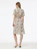 19MM Mulberry Silk Floral Print V-Neck Women Wrap Midi Dress sold by Goelia