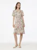 19MM Mulberry Silk Floral Print V-Neck Women Wrap Midi Dress sold by Goelia