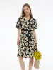 Cotton Stretch Floral Print Women Tie Belt Midi Dress sold by Goelia