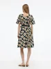 Cotton Stretch Floral Print Women Tie Belt Midi Dress sold by Goelia