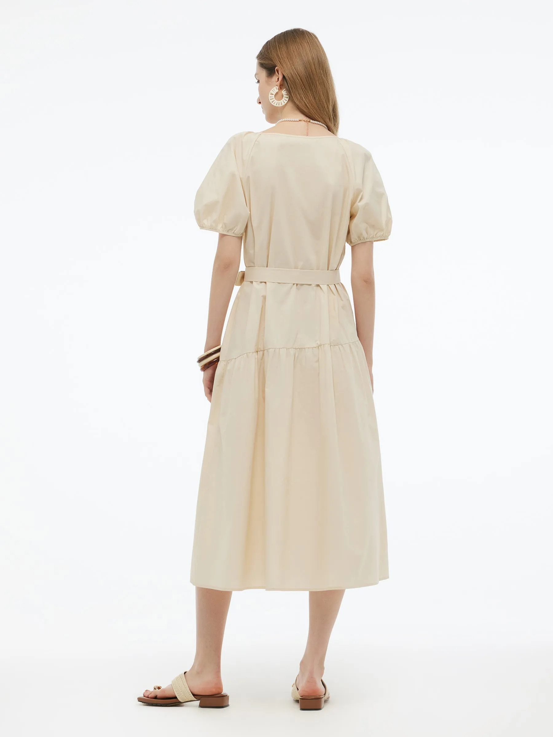 100% Cotton A-Line Women Maxi Dress With Two Tie Belts sold by Goelia product image thumbnail 4