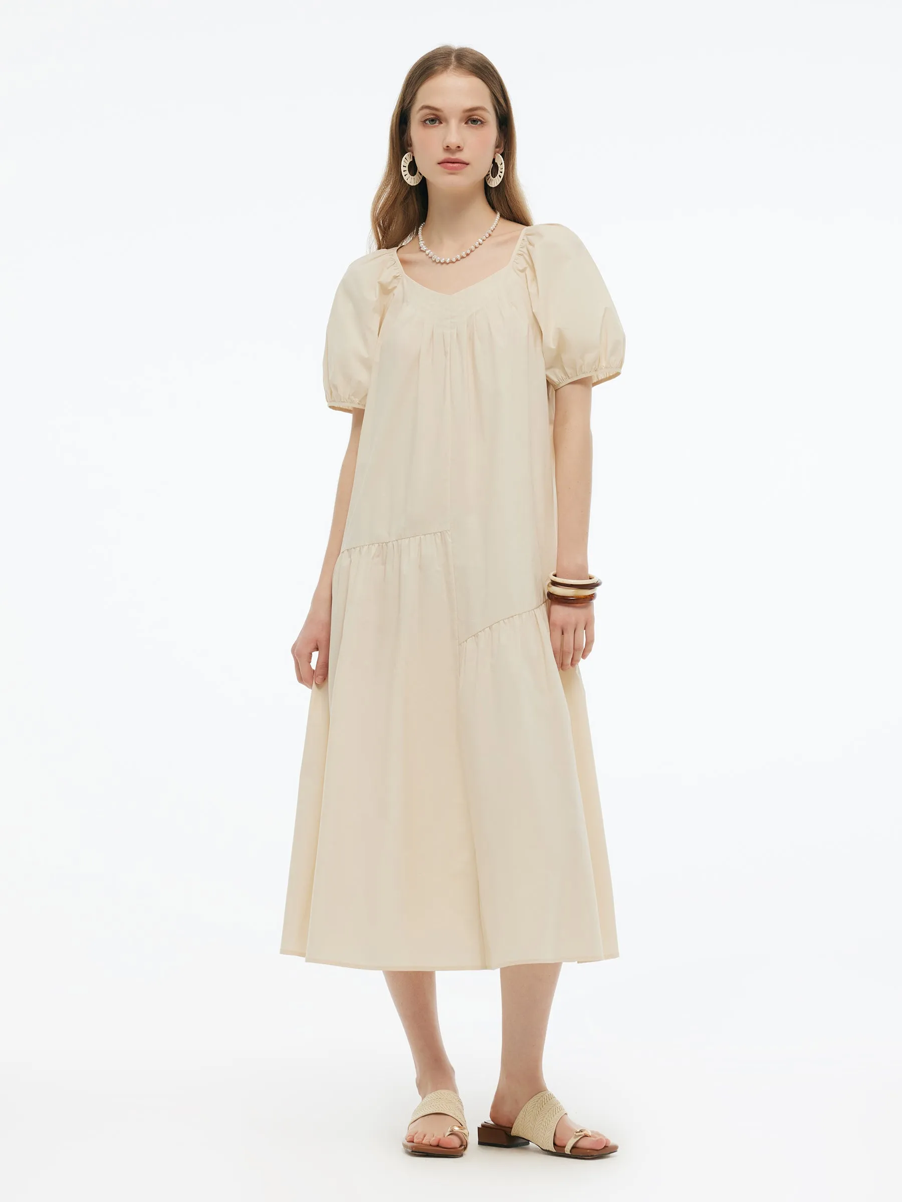 100% Cotton A-Line Women Maxi Dress With Two Tie Belts sold by Goelia product image thumbnail 3