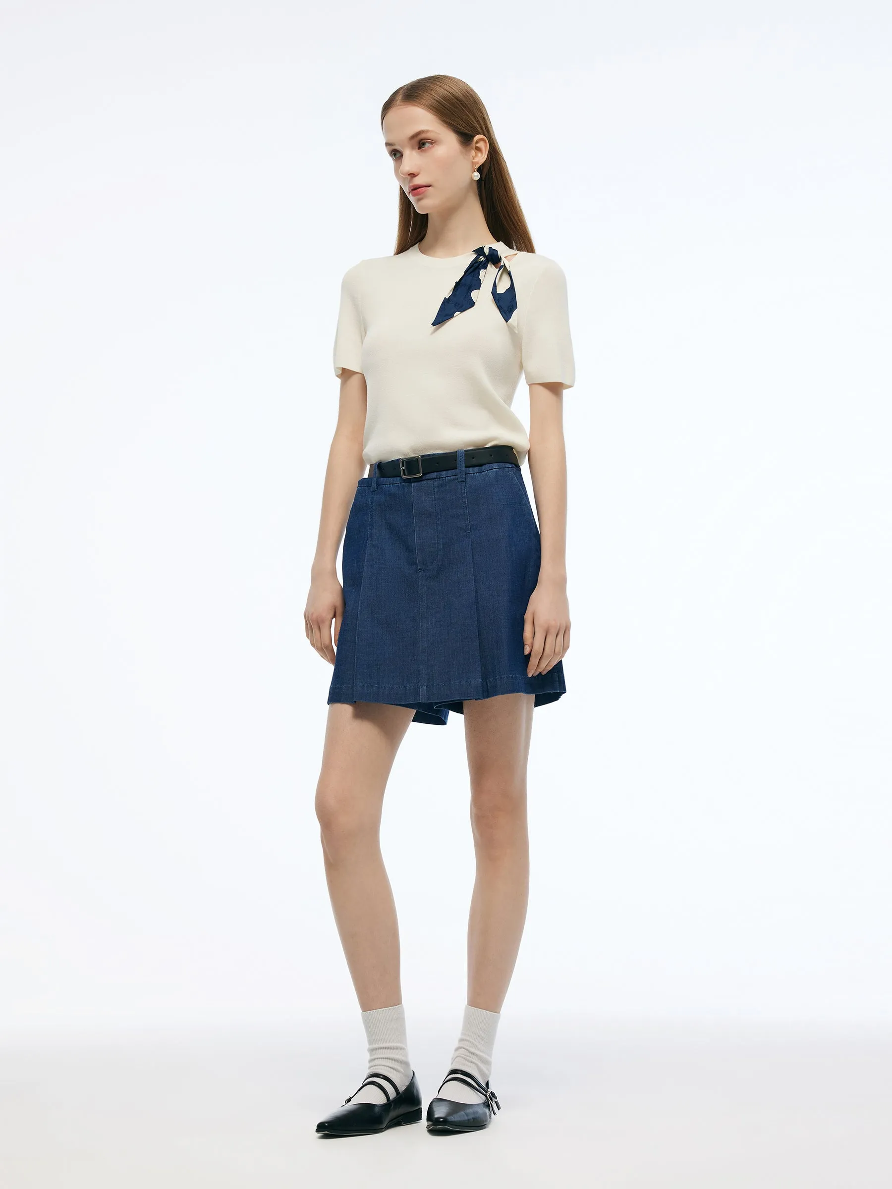 Tencel Blend Cut Out Women Knit Top sold by Goelia product image thumbnail 4