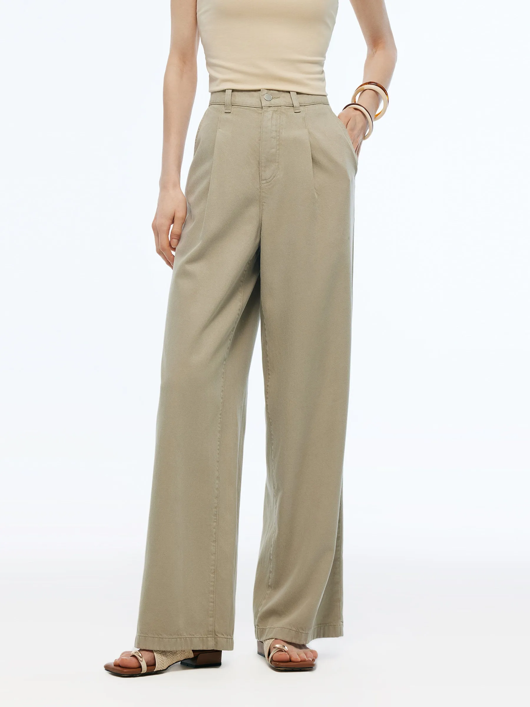 Denim High-Waisted Women Straight Palazzo Jeans sold by Goelia